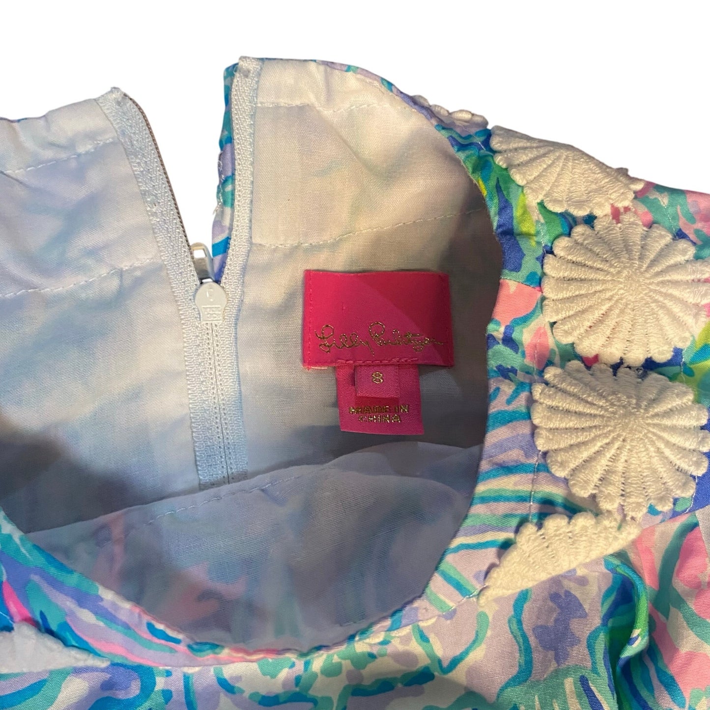 Lilly Pulitzer pastel neon floral sleeveless front pocket girls dress SIZE 8