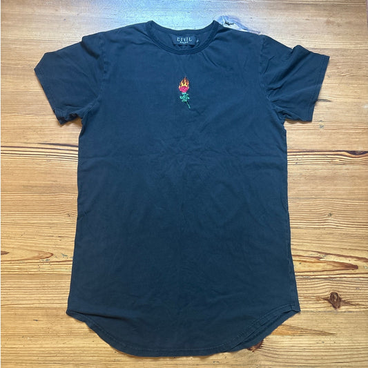 CIVIL REGIME black rose embroidered short sleeve shirt dress SIZE XL