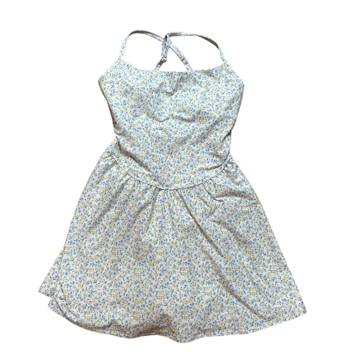 Gilly Hicks white blue yellow floral shorts lined tennis active dress SIZE M