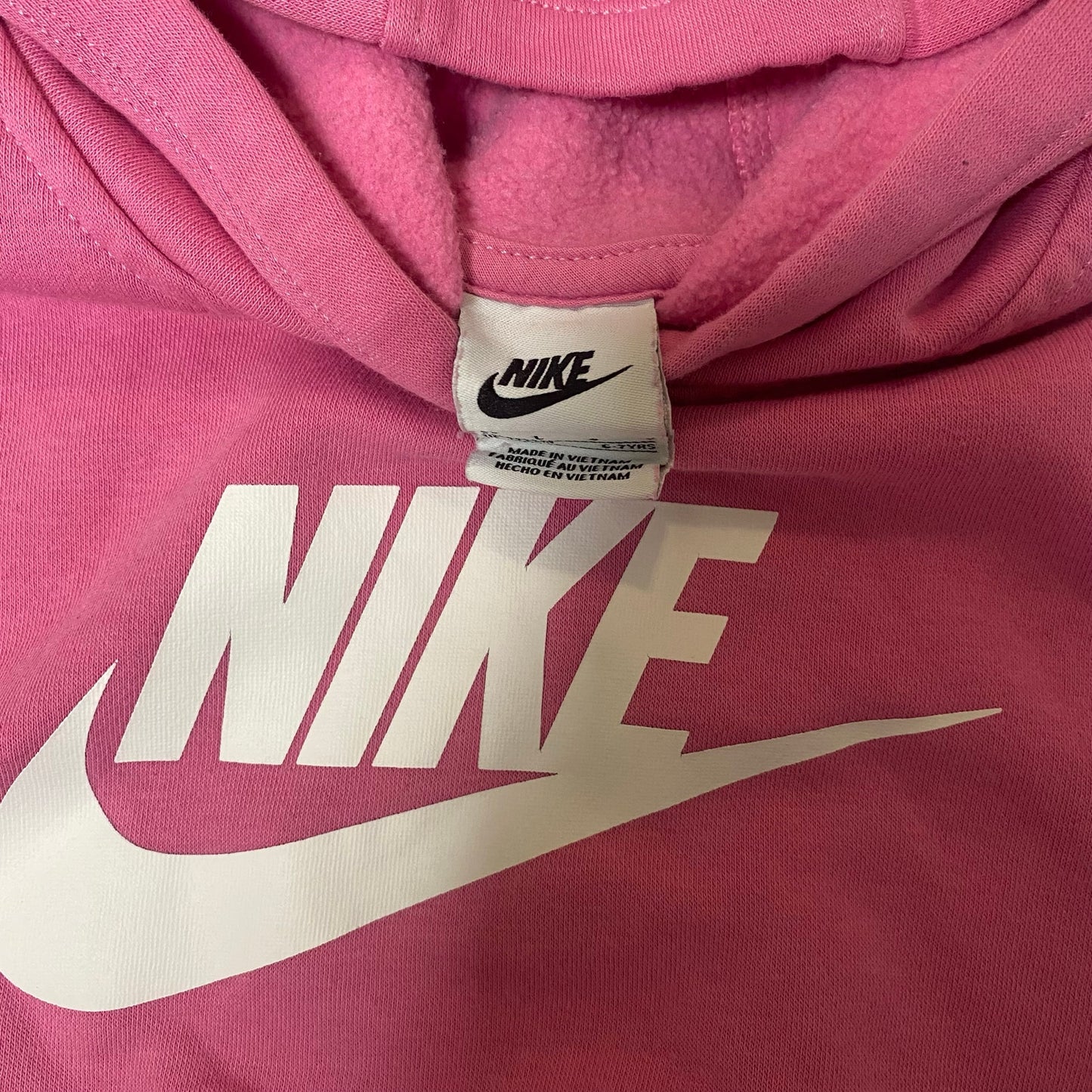Nike pink white logo hooded girls sweatshirt SIZE 6