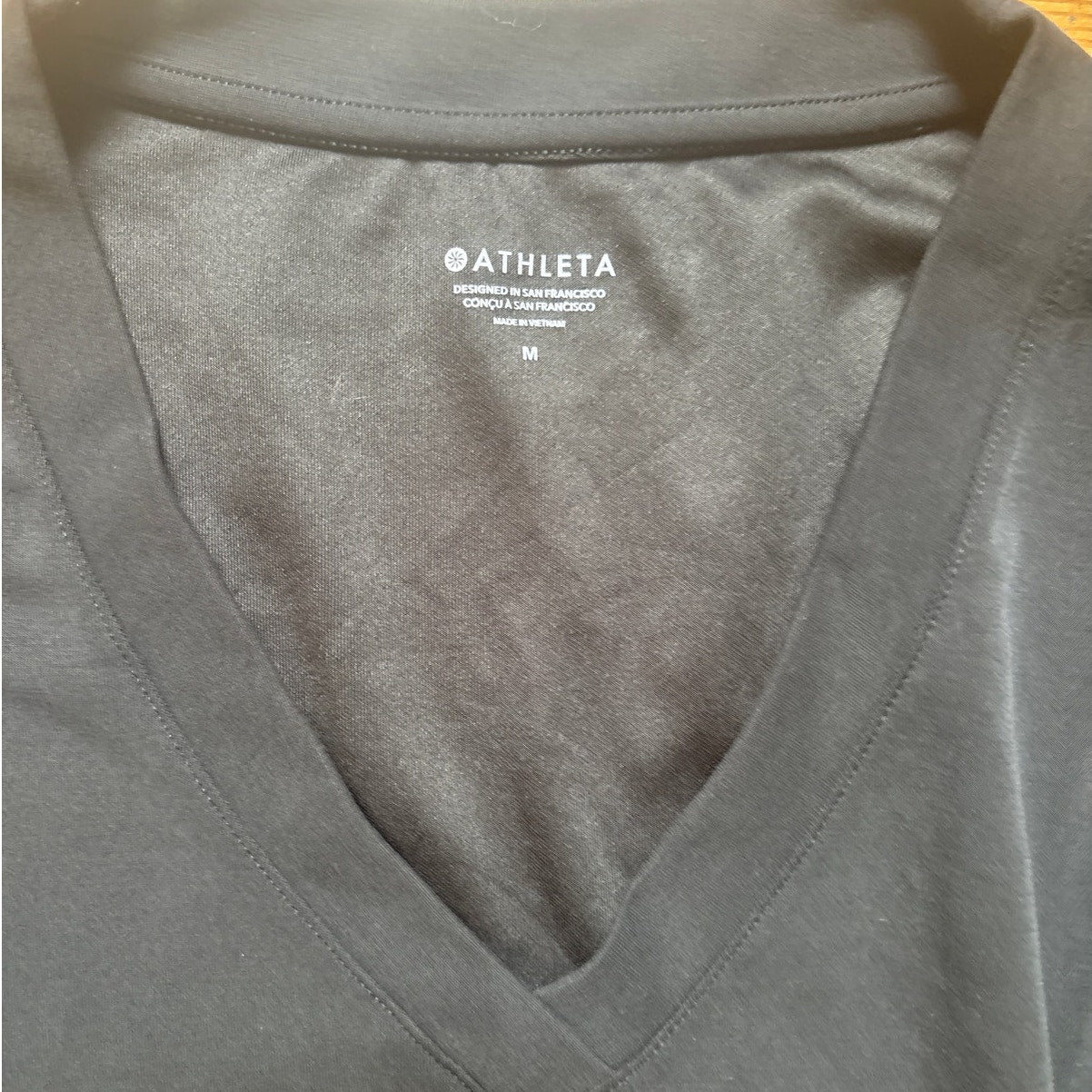 Athleta black long sleeve modal v neckline pullover sweatshirt SIZE M