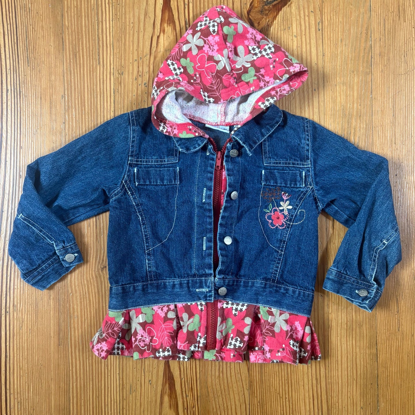 B.T. Kids 90s jean floral embroidered sweater toddler jacket SIZE 5T