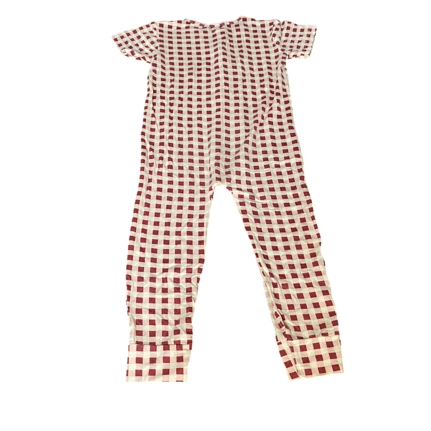 Kate Quinn red white checkered full zip short sleeve pajama one piece SIZE 3T