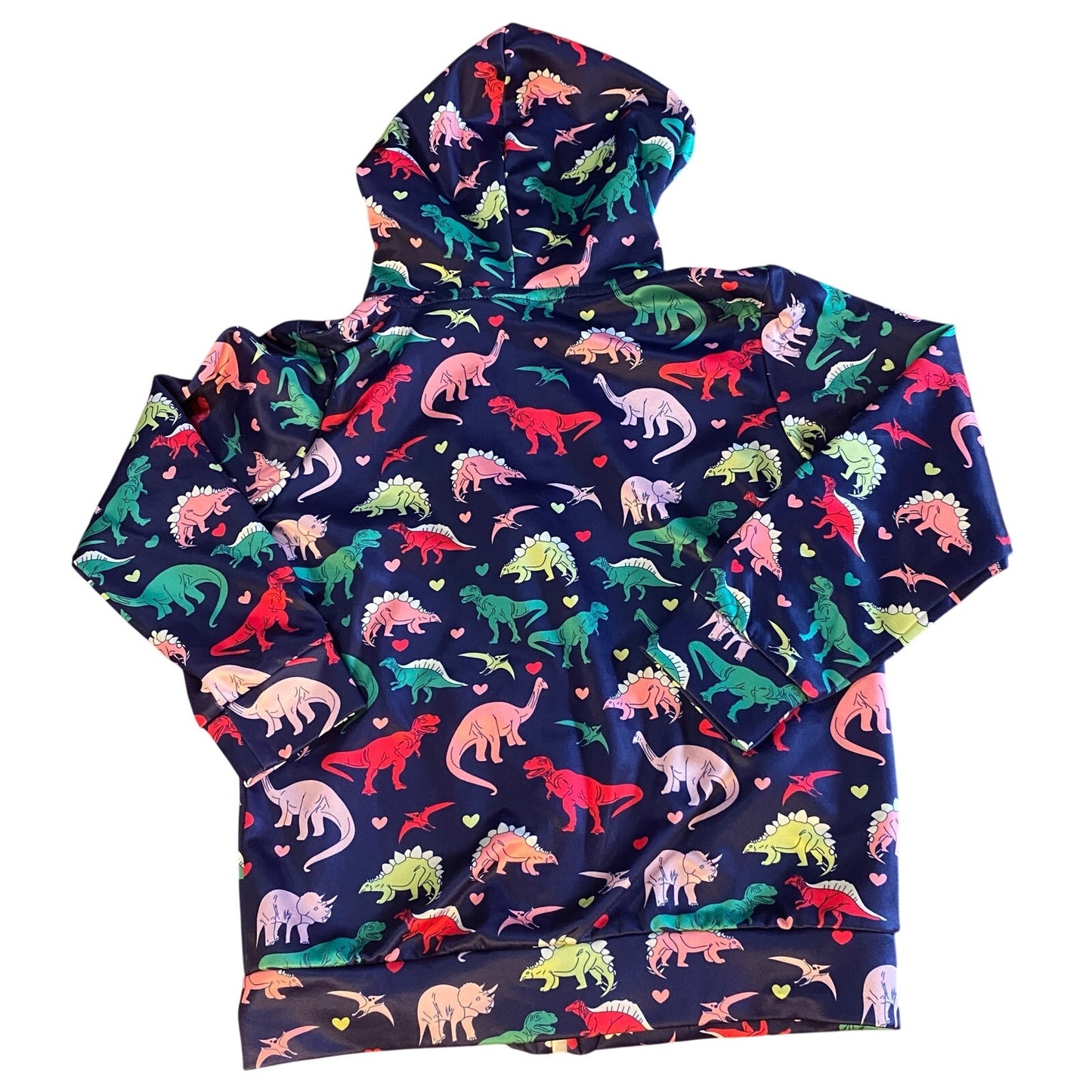 Funnycokid blue colorful dinosaurs full zip hooded sweater jacket SIZE S