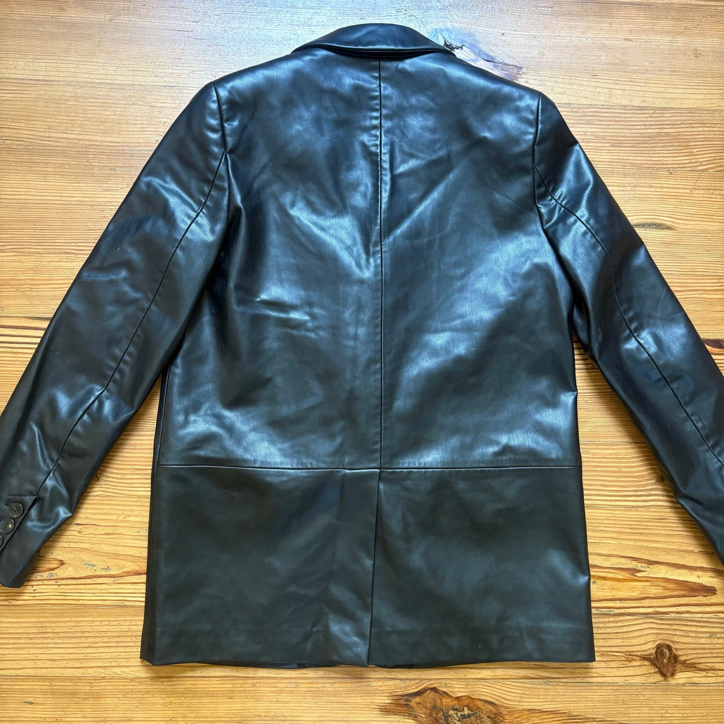Zara black faux leather button blazer SIZE S