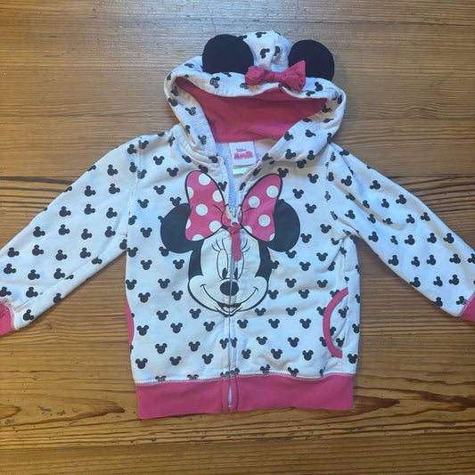 Disney Minnie Mouse black white polka dot full zip hooded sweatshirt SIZE 3T