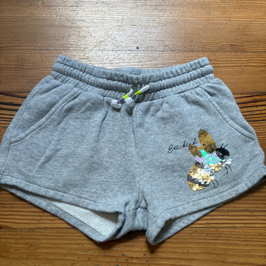 Mini Boden gray sequin bee elastic waistband sweat shorts SIZE 7