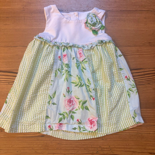 Bonnie Jean white pastel green floral sleeveless toddler dress SIZE 3T