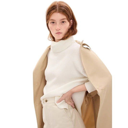 NWT Gap ivory long sleeve cowl neck waffle knit thermal pullover SIZE M