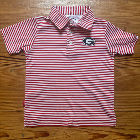 Garb red white striped Georgia Bulldogs short sleeve toddler polo shirt SIZE 3T