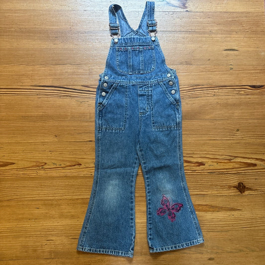 Old Navy 90s medium wash butterfly flare girls overall jeans SIZE 5