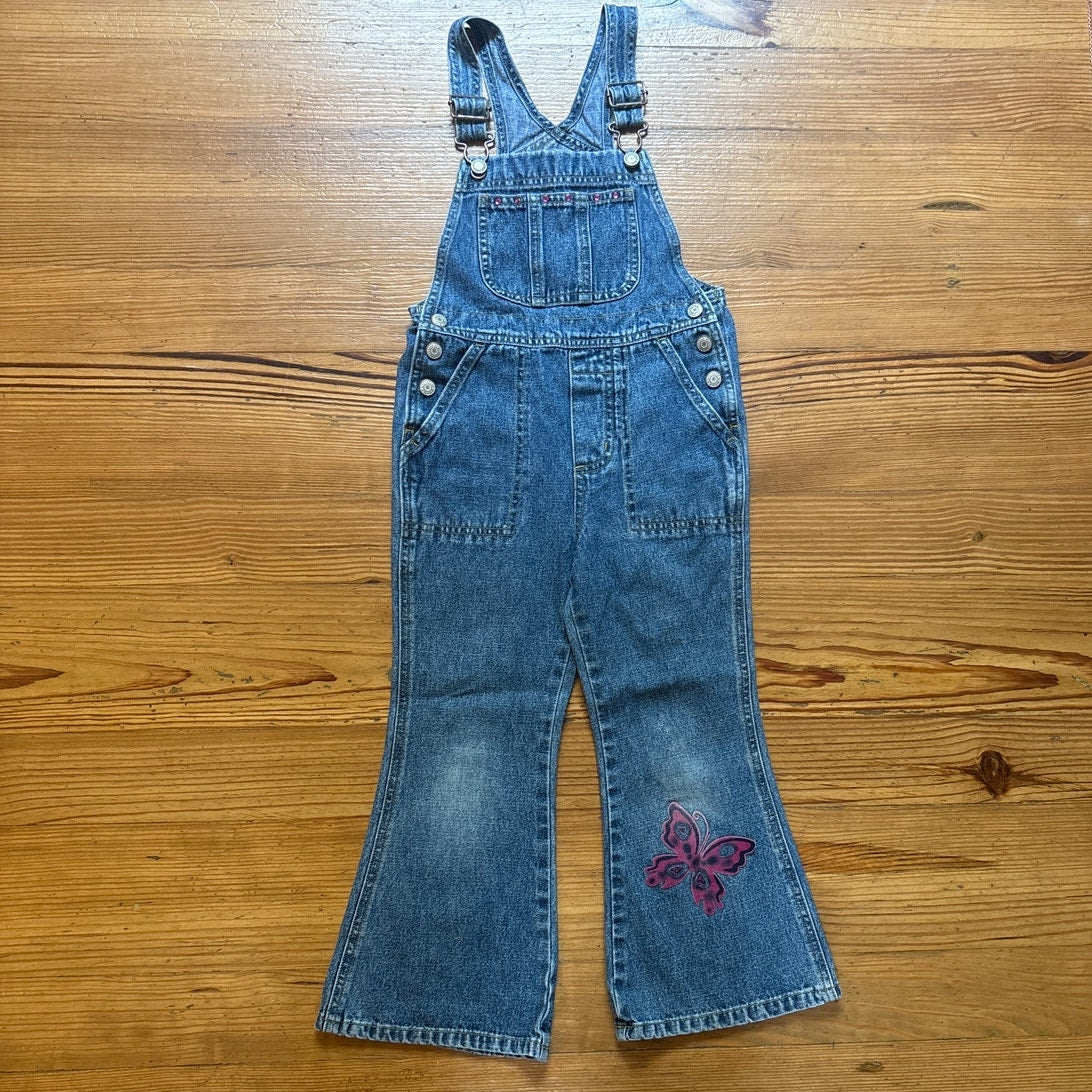 Old Navy 90s medium wash butterfly flare girls overall jeans SIZE 5