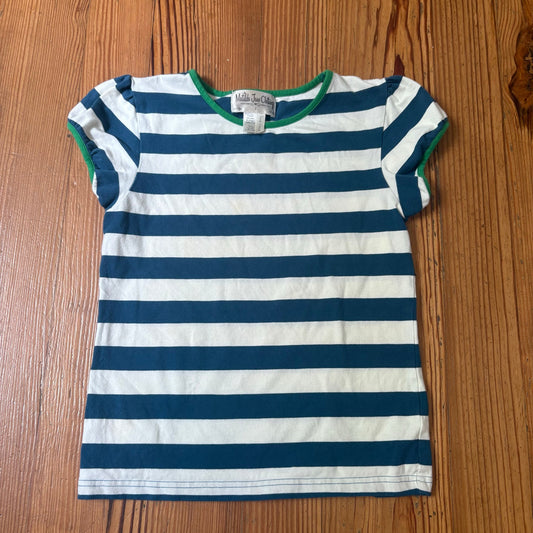 Matilda Jane blue white striped green trim short sleeve girls shirts SIZE 8