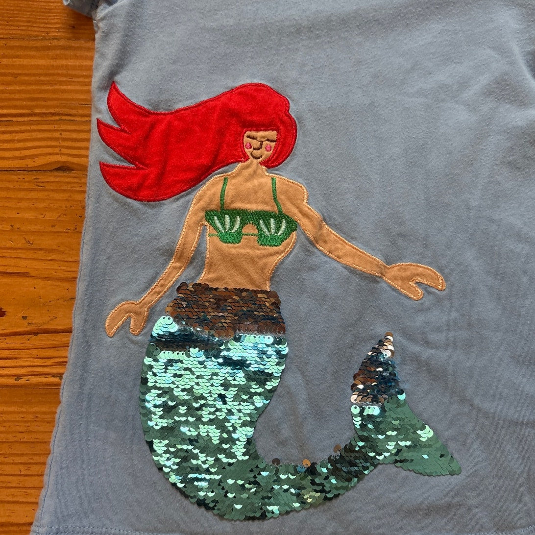 Light blue mermaid embroidered short sleeve toddler dress SIZE 2T