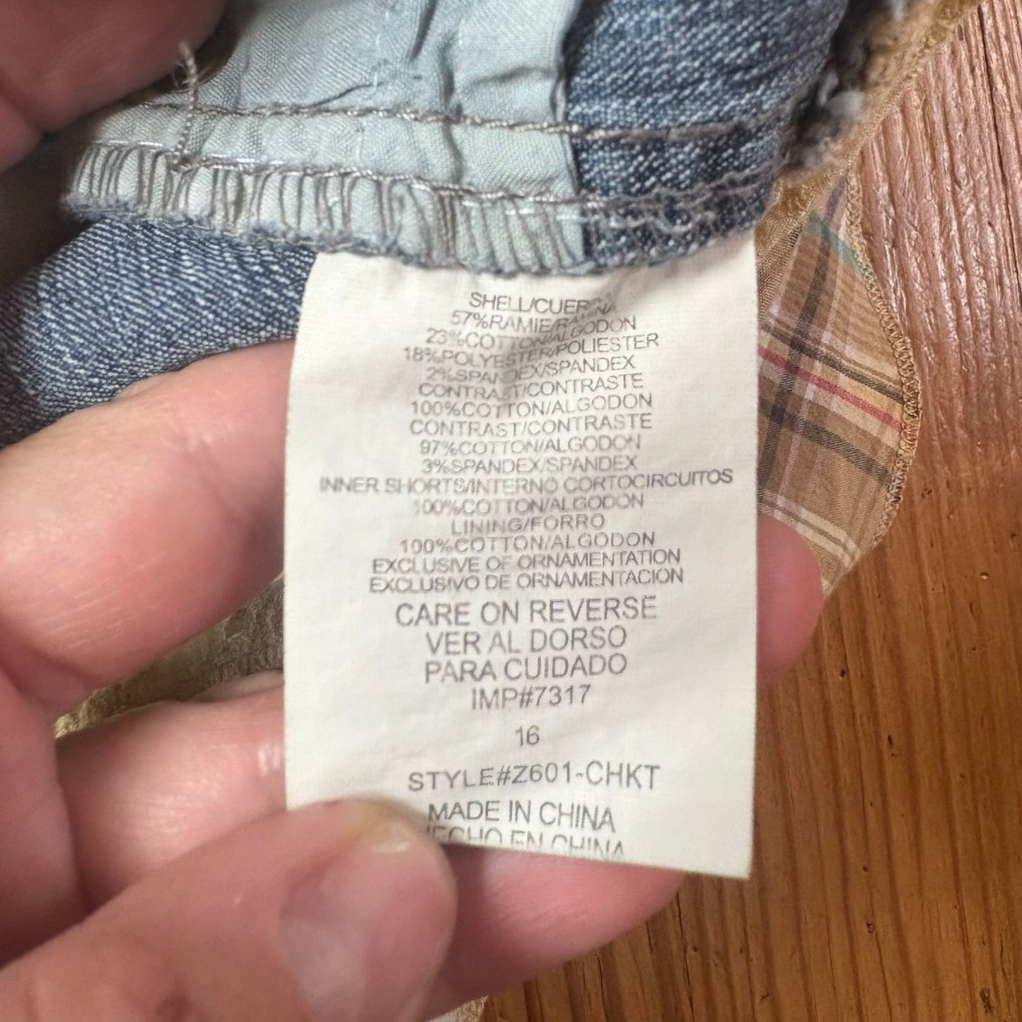 Jolt 90s jean tiered yellow plaid floral fabric shorts lined skort SIZE 16