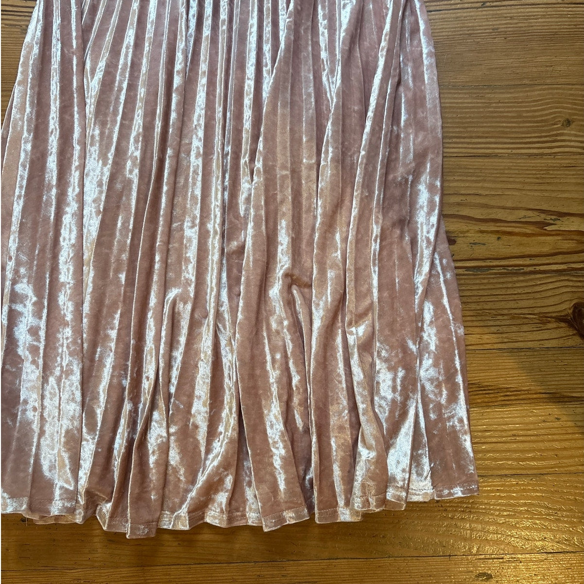 A New Day blush pink velvet romantic pleated midi skirt SIZE M