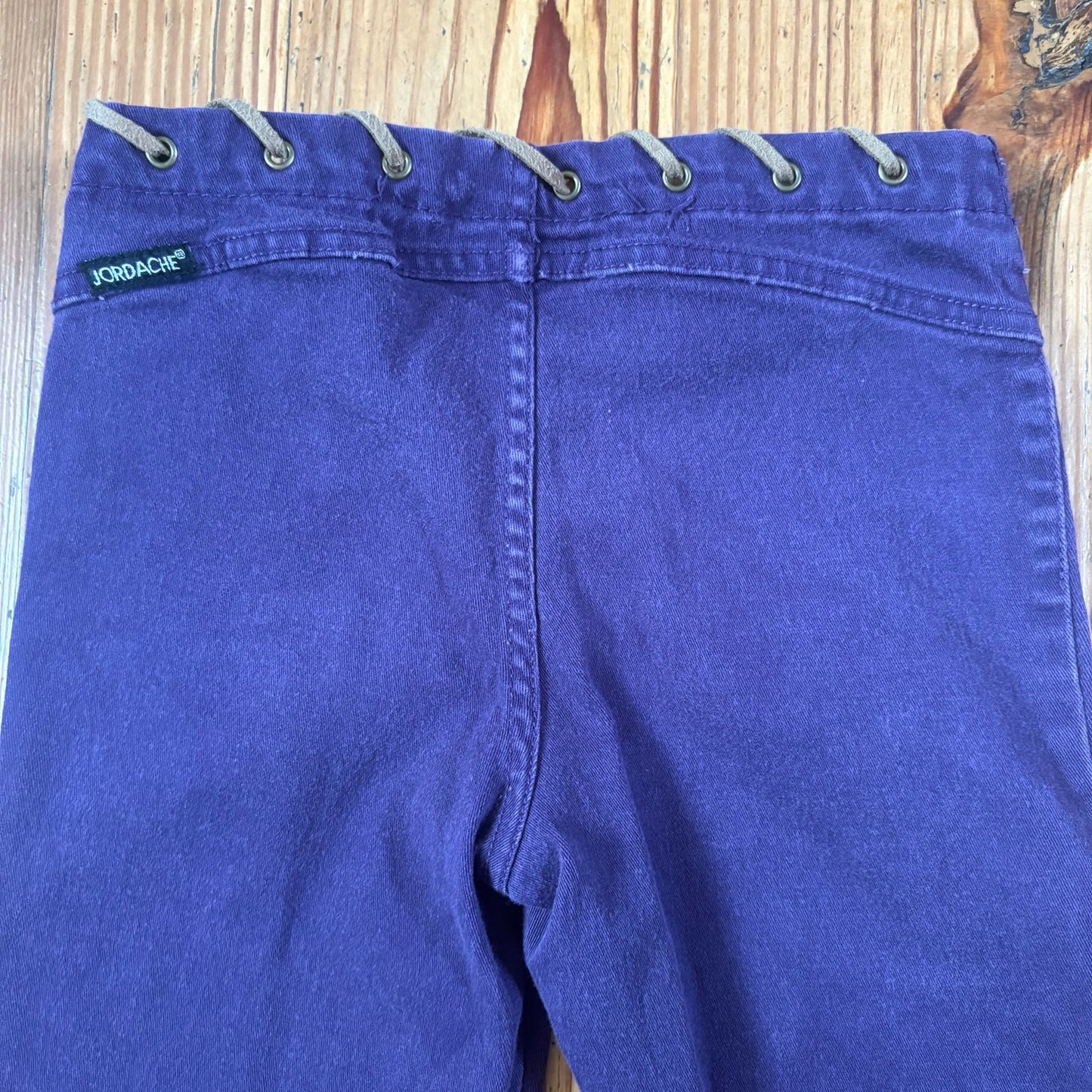 Jordache retro purple leather stitch trim wide leg cropped pant SIZE 8