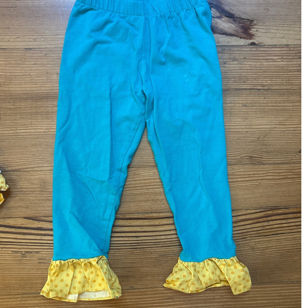 Counting Daisies brown polkadot colorful ruffle teal long sleeve pant set SIZE 4