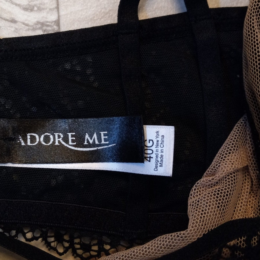 Adore Me black lace adjustable sheer womens bra SIZE 40G