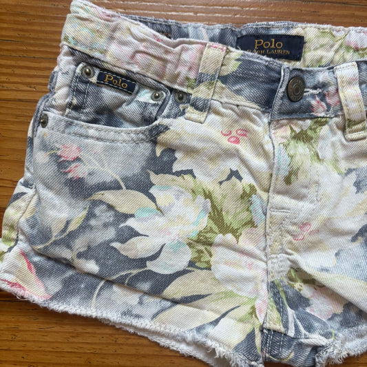 Polo Ralph Lauren floral adjustable light wash jean girls shorts SIZE 6
