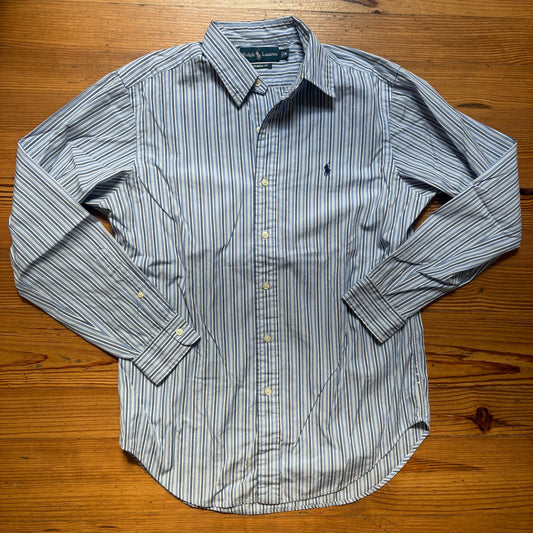 Ralph Lauren blue striped classic fit mens long sleeve button up shirt SIZE M