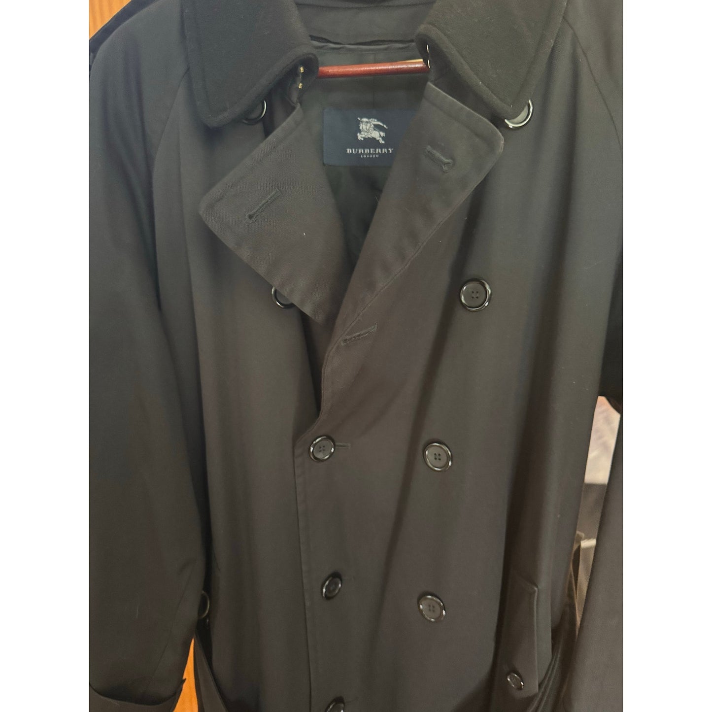 Burberry Trench Coat Black Cotton Liner size 48 L Authentic