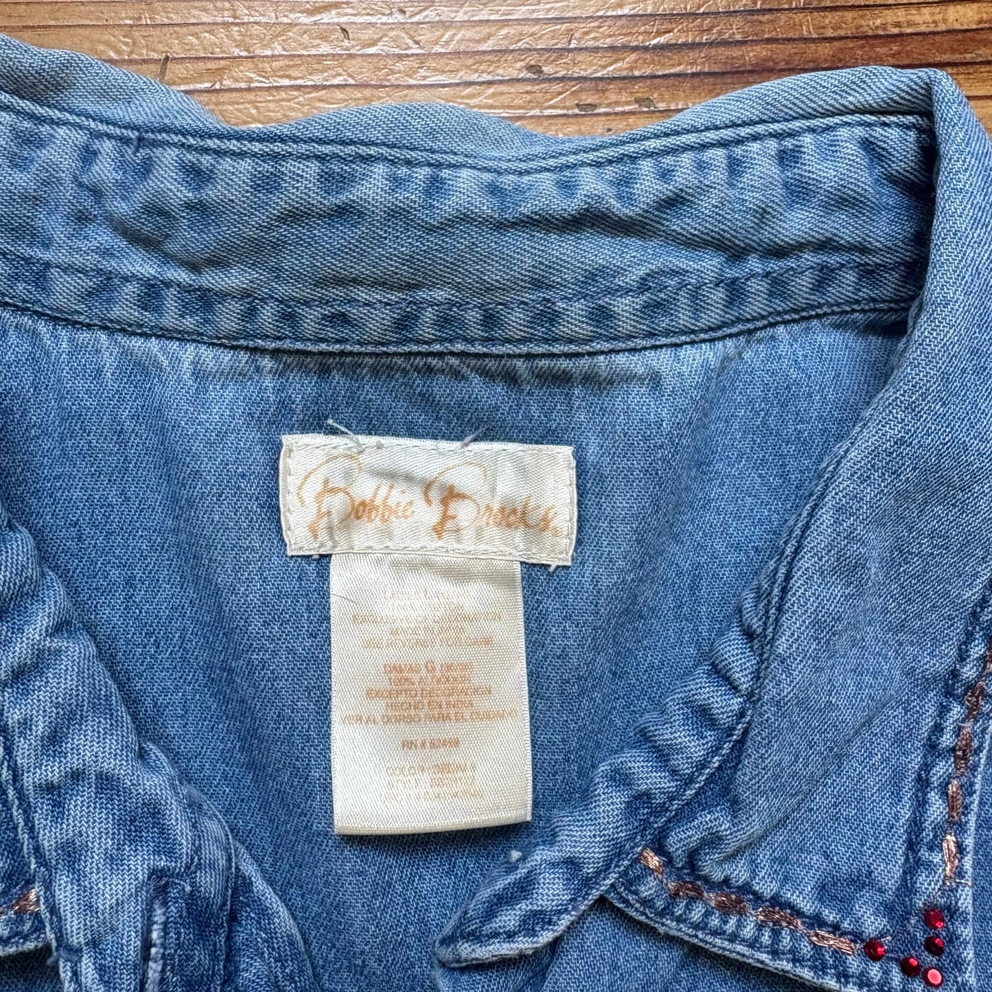 Bobbie Brooks vintage denim perfume long sleeve button up shirt SIZE L