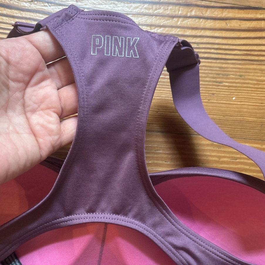 Pink Active purple ultimate push up adjustable padded sports bra SIZE S DD