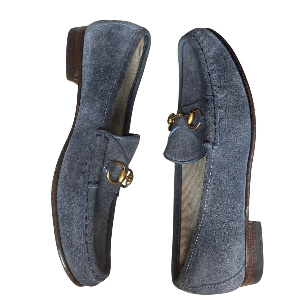 Gucci VTG Horsebit light blue suede slip on loafers SIZE 37.5