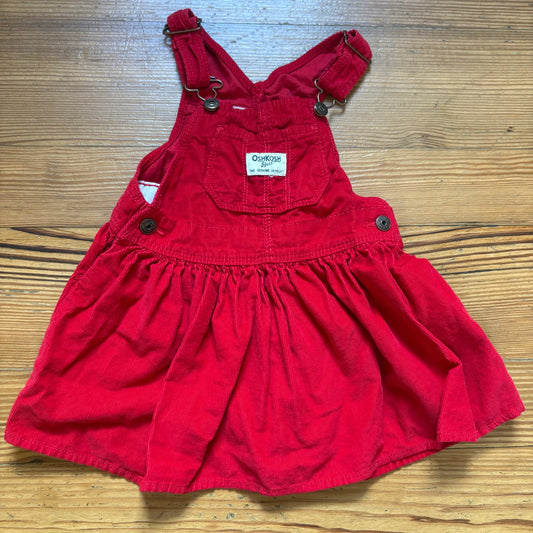 OshKosh B'gosh red corduroy cotton overall skirt SIZE 24M