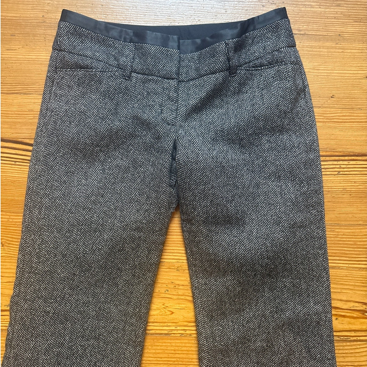 Express Editor black tweed wool blend herringbone wide leg trouser pants SIZE 8R