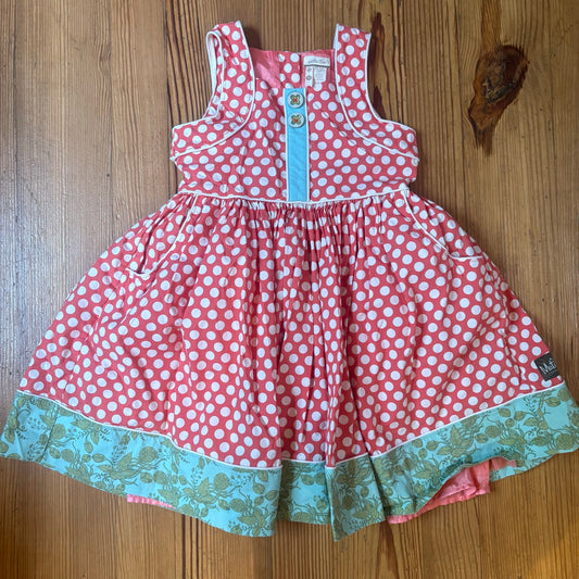 Matilda Jane pink white polka dot floral sleeveless flare girls dress SIZE 10