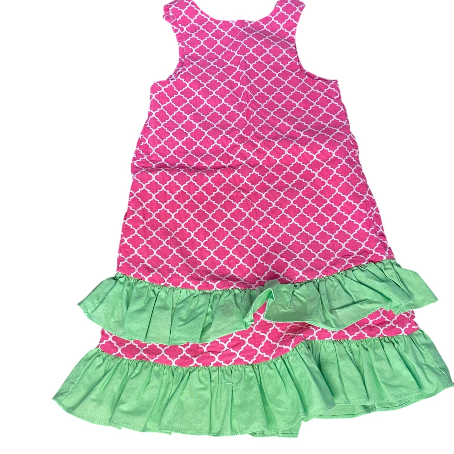 GMS Internacional pink green ruffle corduroy tank dress SIZE 4