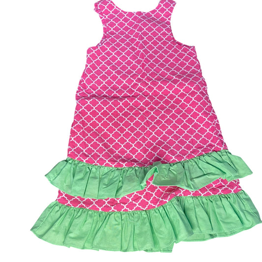 GMS Internacional pink green ruffle corduroy tank dress SIZE 4