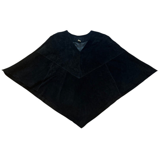 Decoded black suede leather pull over poncho coat SIZE XS
