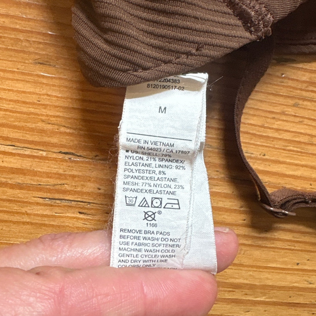 Old Navy dark brown plunge neckline adjustable strap sports bra SIZE M