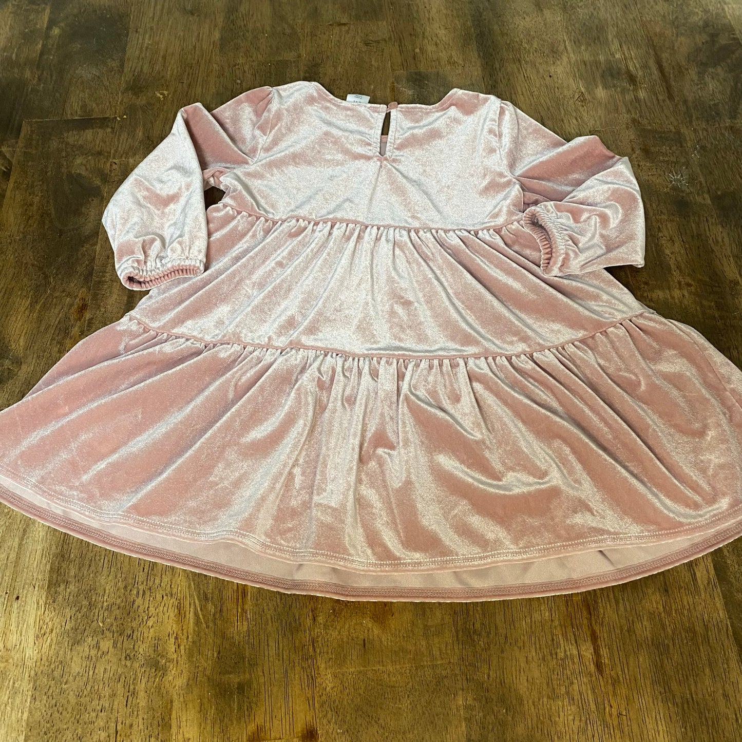 Gap blush pink velvet long sleeve holiday tiered toddler dress SIZE 3