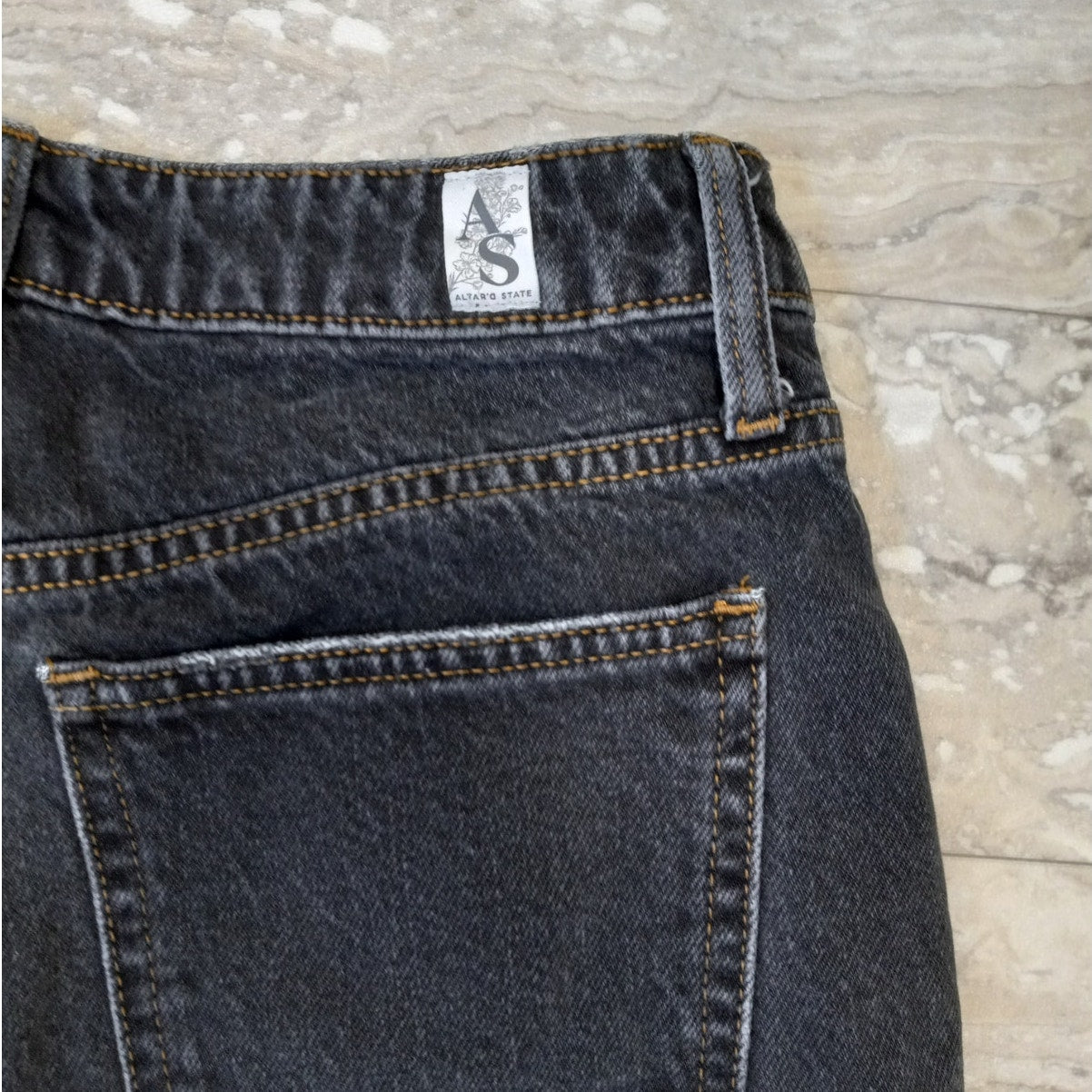 Altar'd State black wash denim straight leg cotton jeans SIZE 27