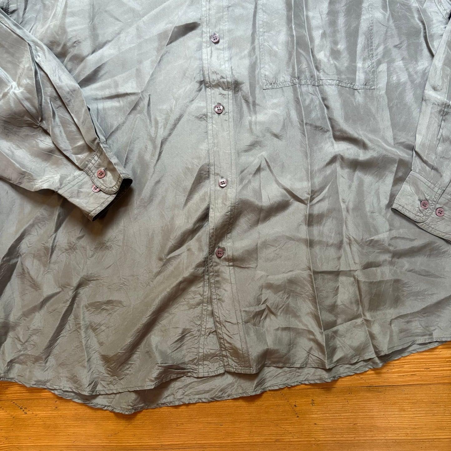 Protest 90s gray silk mens button up long sleeve shirt SIZE L