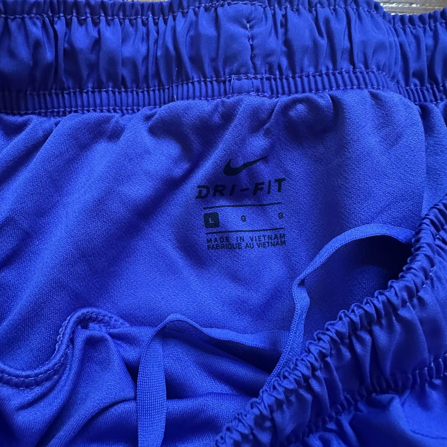 Nike Dri-Fit purple pattern trim lined running shorts SIZE L