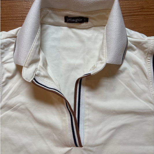 J. McLaughlin ivory brown trim athletic polo womens tank SIZE M