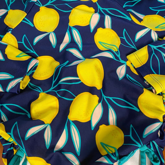 Cat & Jack navy blue lemon print rash guard one piece swimsuit SIZE 3T