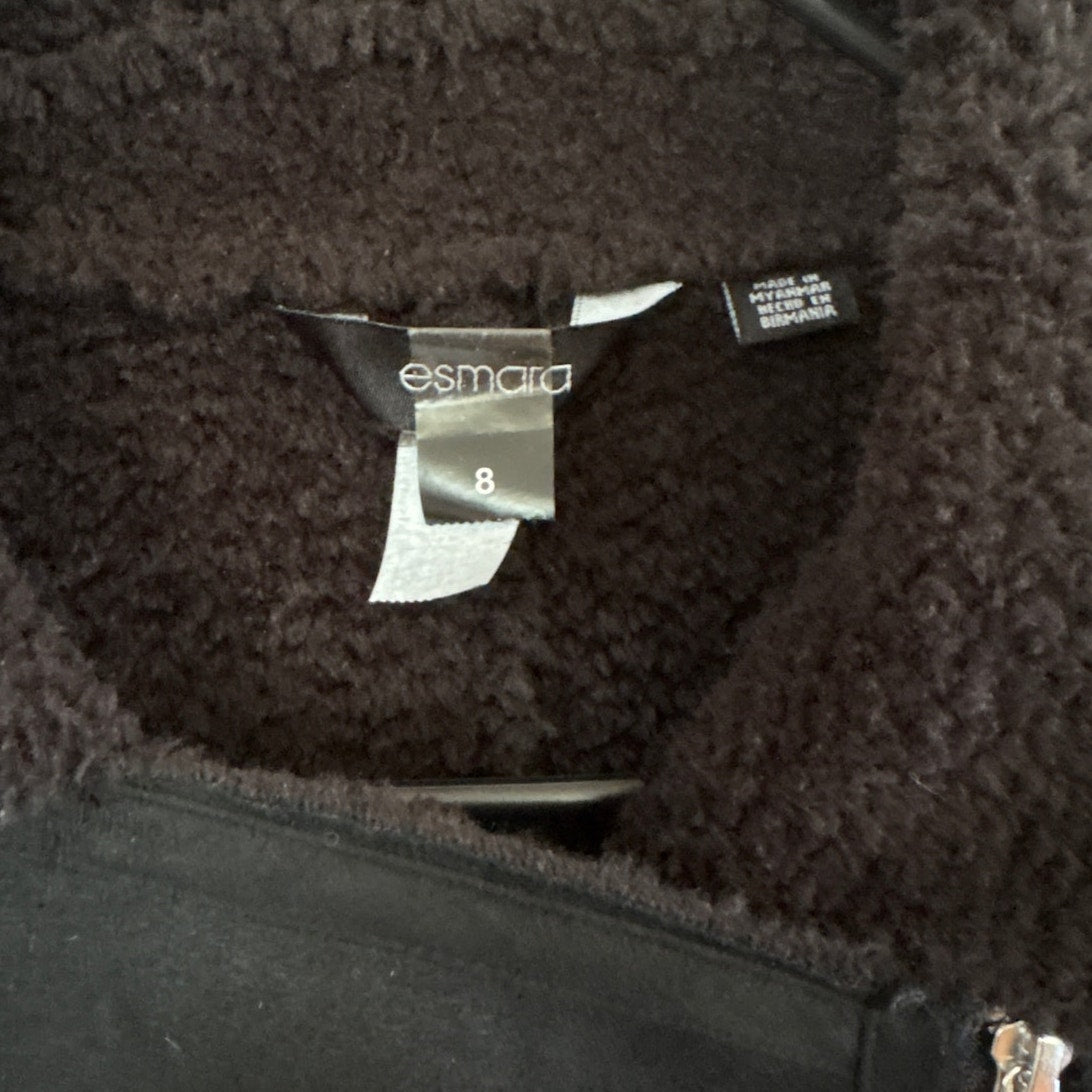 ESMARA black faux suede leather black fleece lined zip jacket SIZE 8