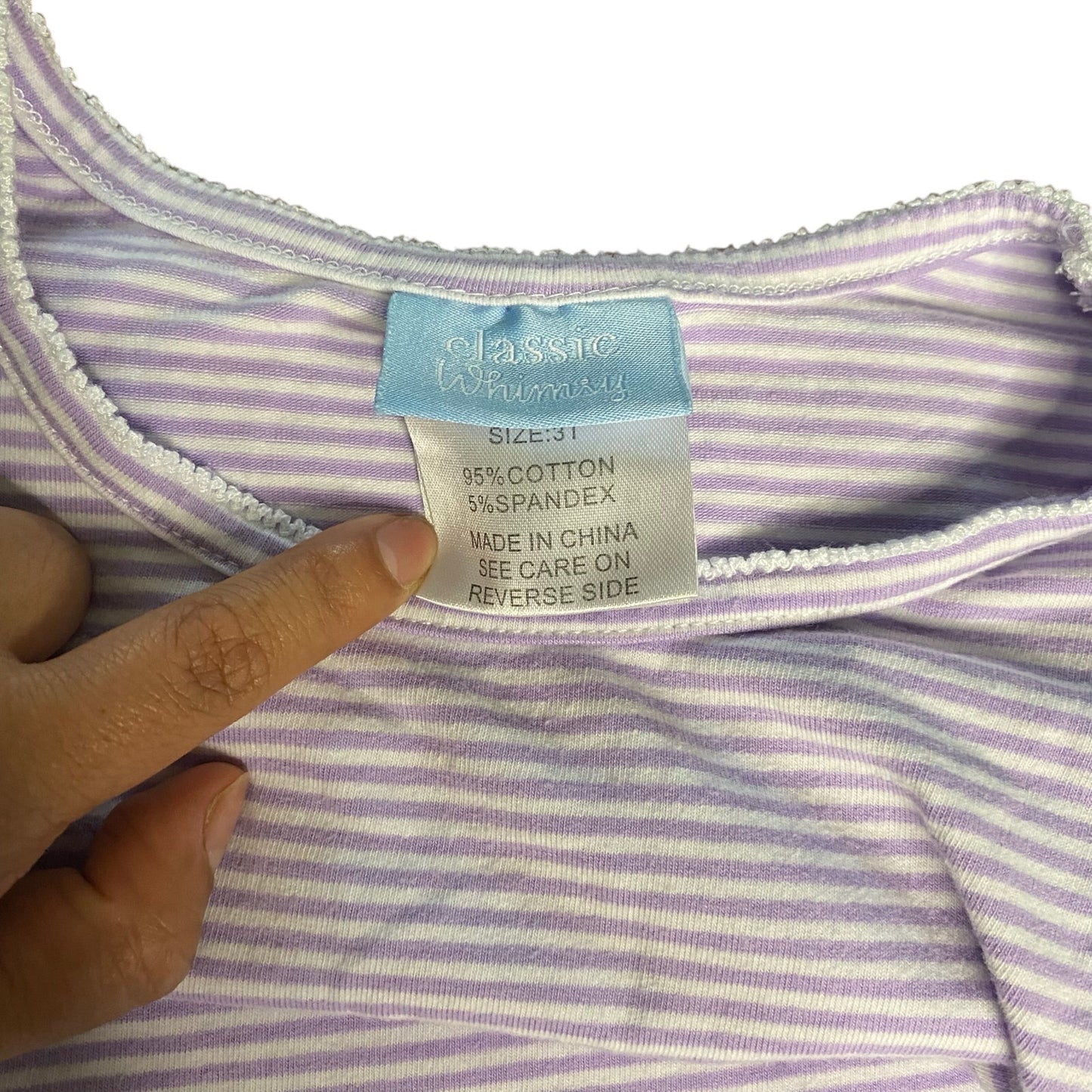 Classic Whimsy purple white striped short sleeve ruffle accent dress SIZE 3T