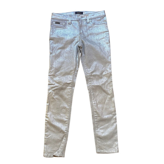 Polo Ralph Lauren Tompkins Skinny silver metallic girls jeans SIZE 10