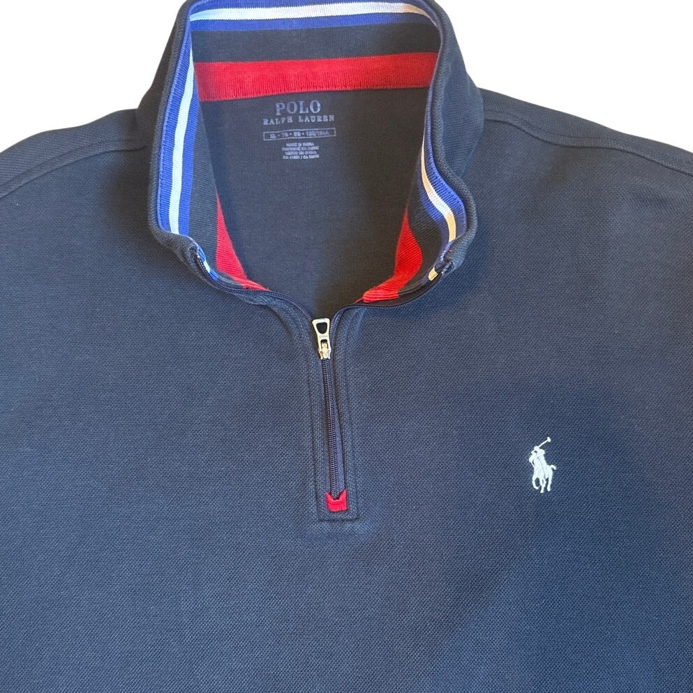 Polo Ralph Lauren dark navy quarter zip pullover mens sweater SIZE XL