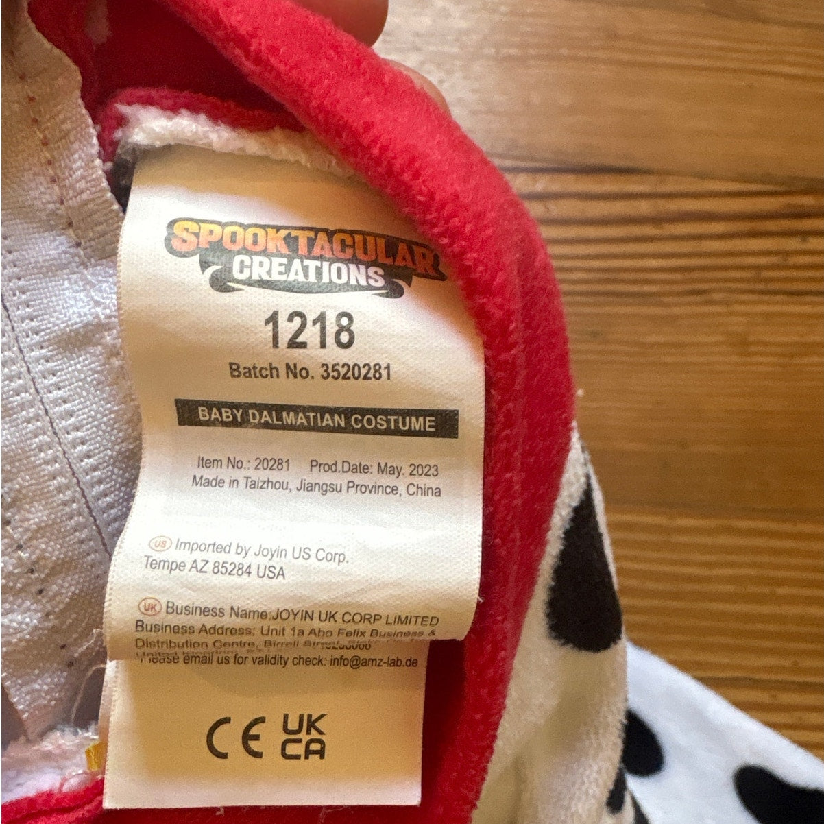 Disney 101 Dalmatians white black spotted dog red collar costume SIZE 12-18M