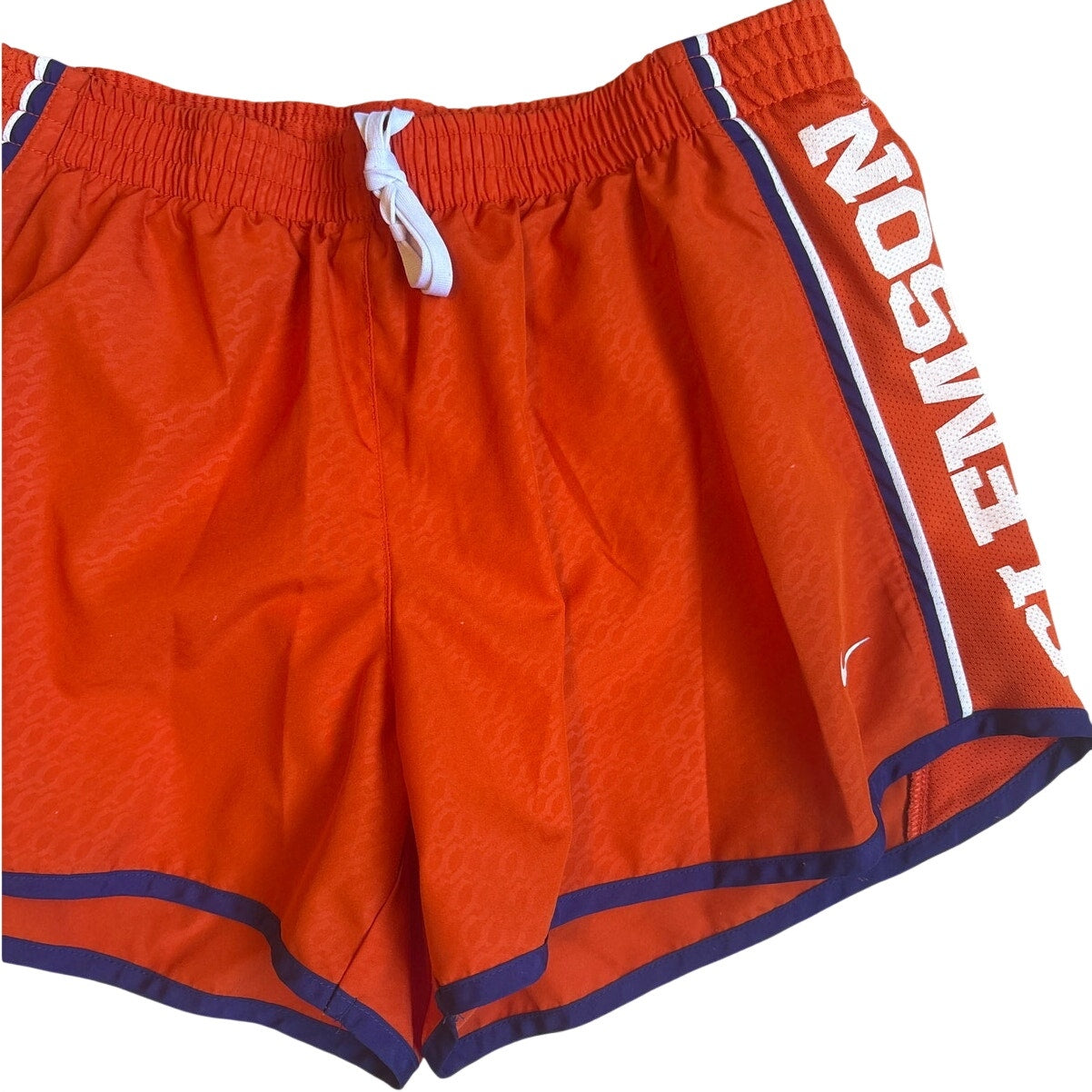 Nike Dri Fit Clemson Tigers orange lined running shorts SIZE L