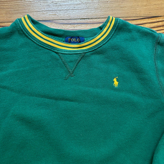 Polo Ralph Lauren green yellow lined hem crew sweatshirt SIZE 7