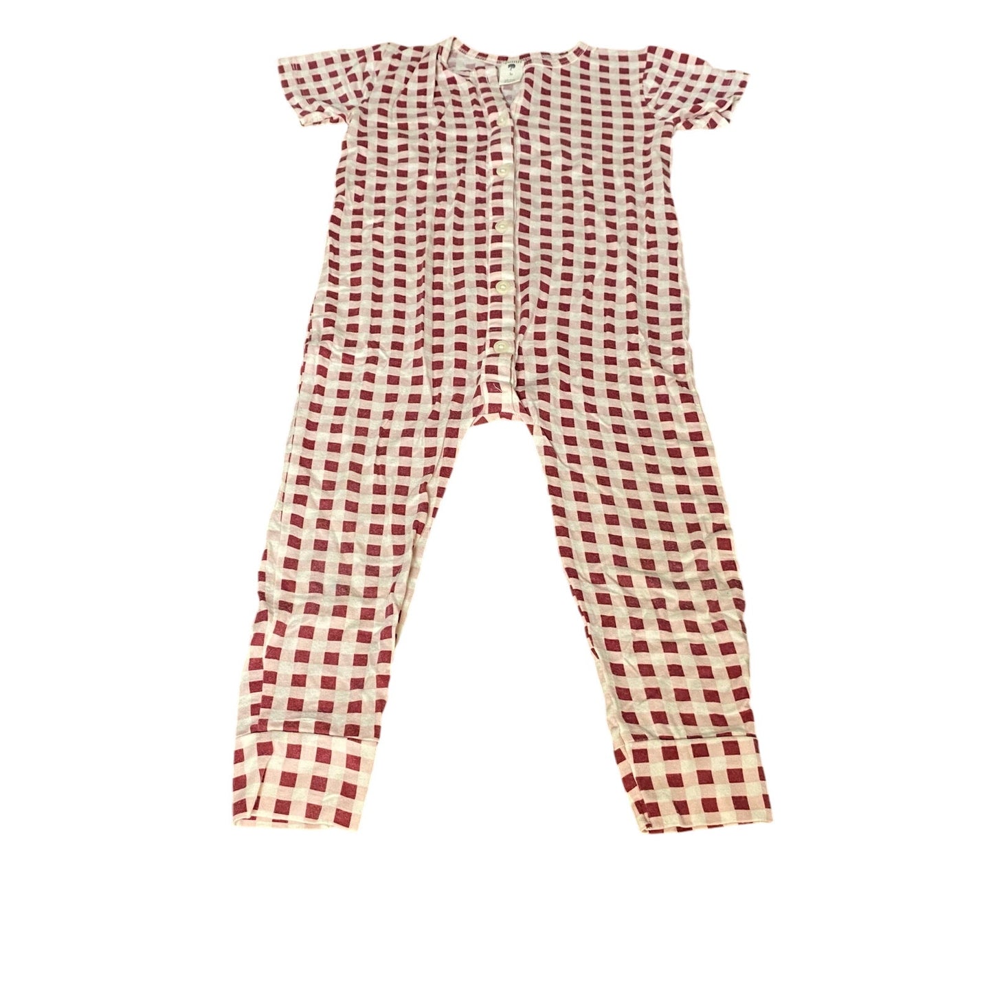 Kate Quinn red white checkered full zip short sleeve pajama one piece SIZE 3T